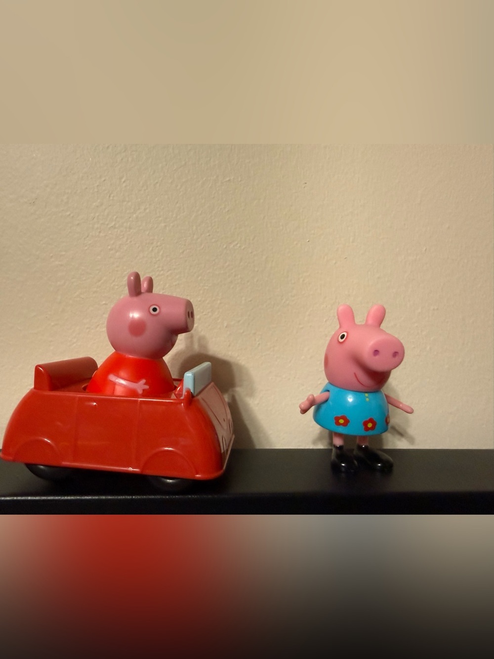 Peppa Pig & Red Car Vehicle Toy Lot Figure Bundle Hasbro